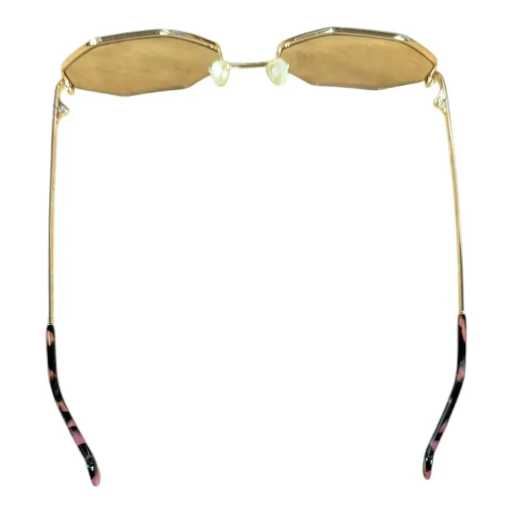 VonZipper Pearl Sunglasses Octagon Pink Silver Lens Gold Metal Womens